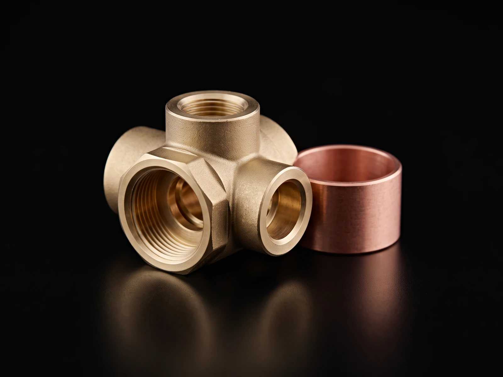 Mattes Messing-Fitting und Kupferring
